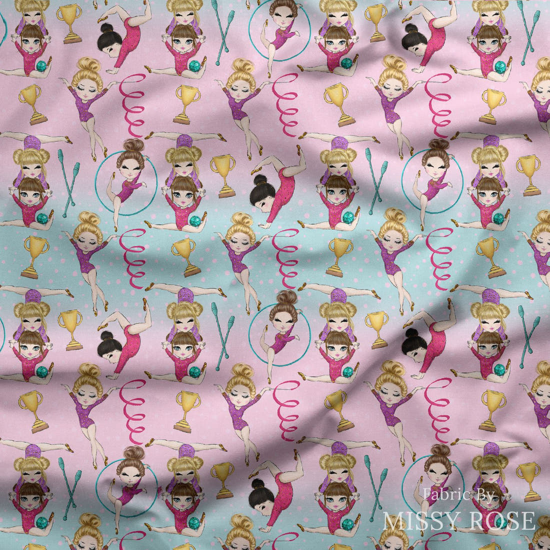 Design 603 Gymnastics Fabric draped fabric mockup – custom printed fabric by the metre | Fabric by Missy Rose