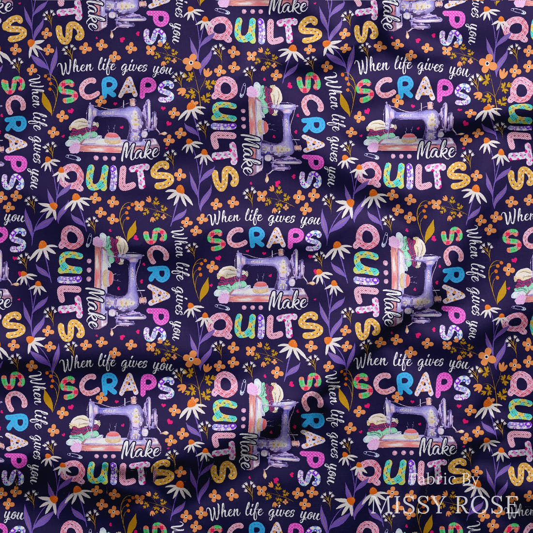 Design 605 Quilting Fabric draped fabric mockup – custom printed fabric by the metre | Fabric by Missy Rose