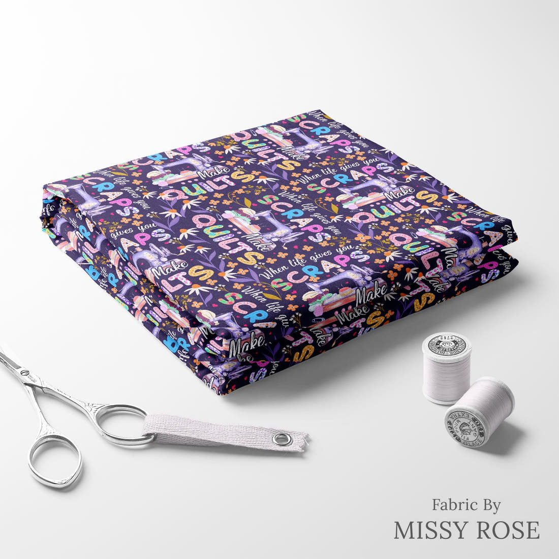 Design 605 Quilting Fabric folded fabric stack with matching thread – pre-order fabric Australia | Fabric by Missy Rose