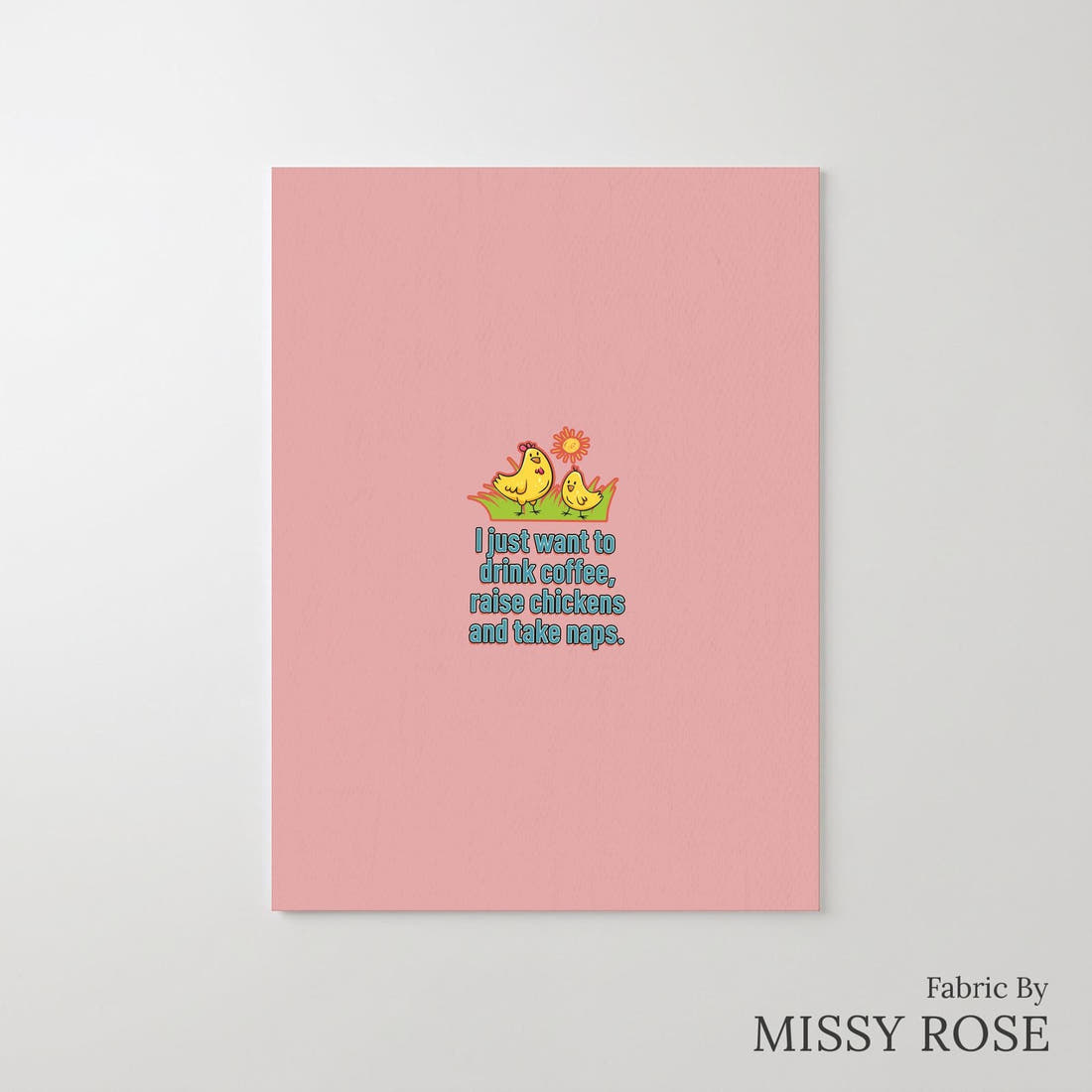 Design 606 Raise Chicken Panel – printed fabric panel with centred picture, custom printed to order | Fabric by Missy Rose