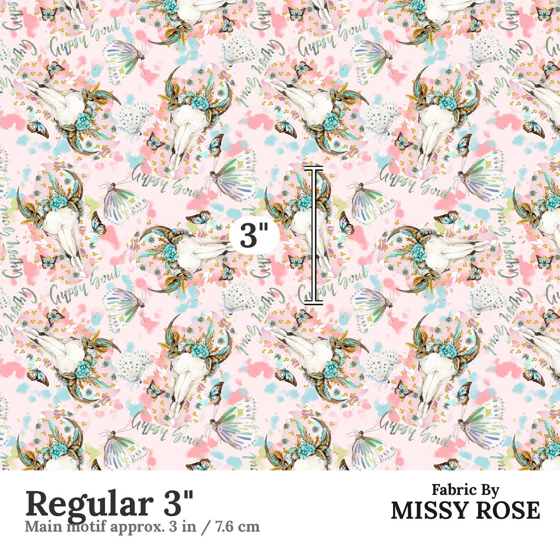 Design 608 Gypsy Soul Fabric Regular 3" - print scale | Fabric by Missy Rose