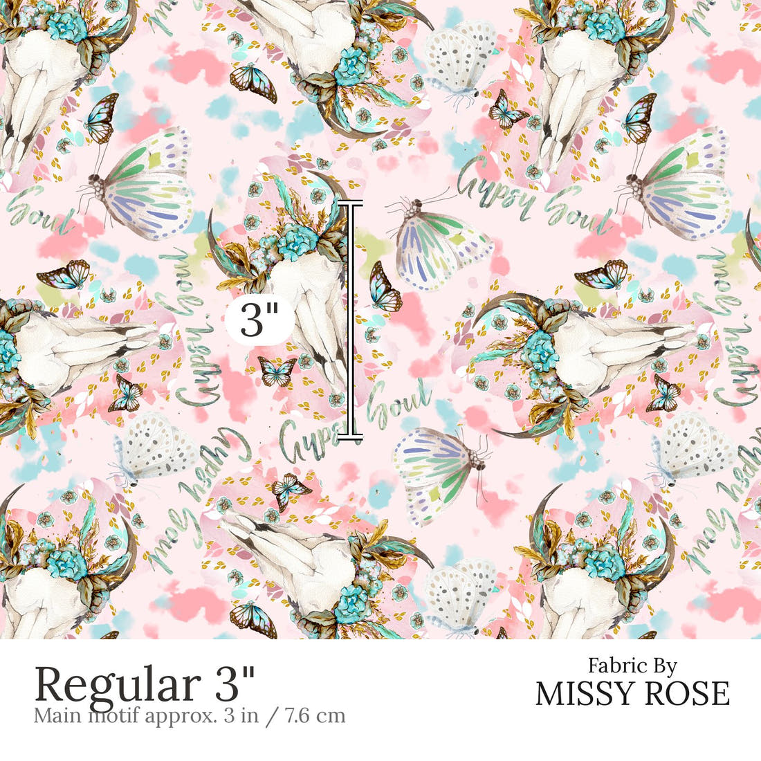 Design 608 Gypsy Soul Fabric Regular 3 inch print scale guide | Fabric by Missy Rose