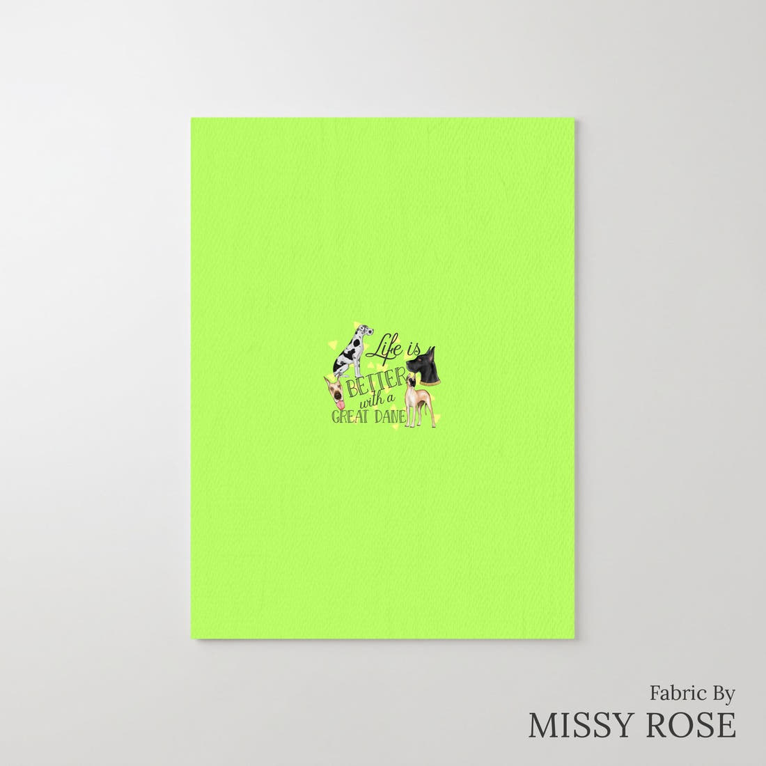 Design 61 Great Dane Panel – printed fabric panel with centred picture, custom printed to order | Fabric by Missy Rose
