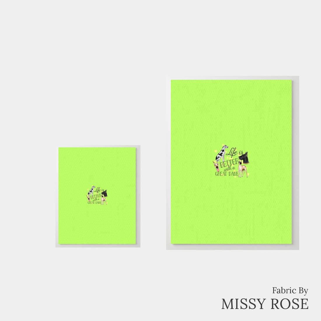 Design 61 Great Dane Panel – universal and adult panel sizes side by side | Fabric by Missy Rose