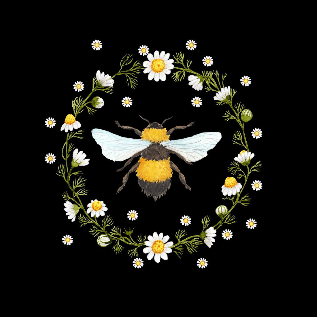 Design 610 Black Bee Panel – full artwork close-up of the printed picture | Fabric by Missy Rose