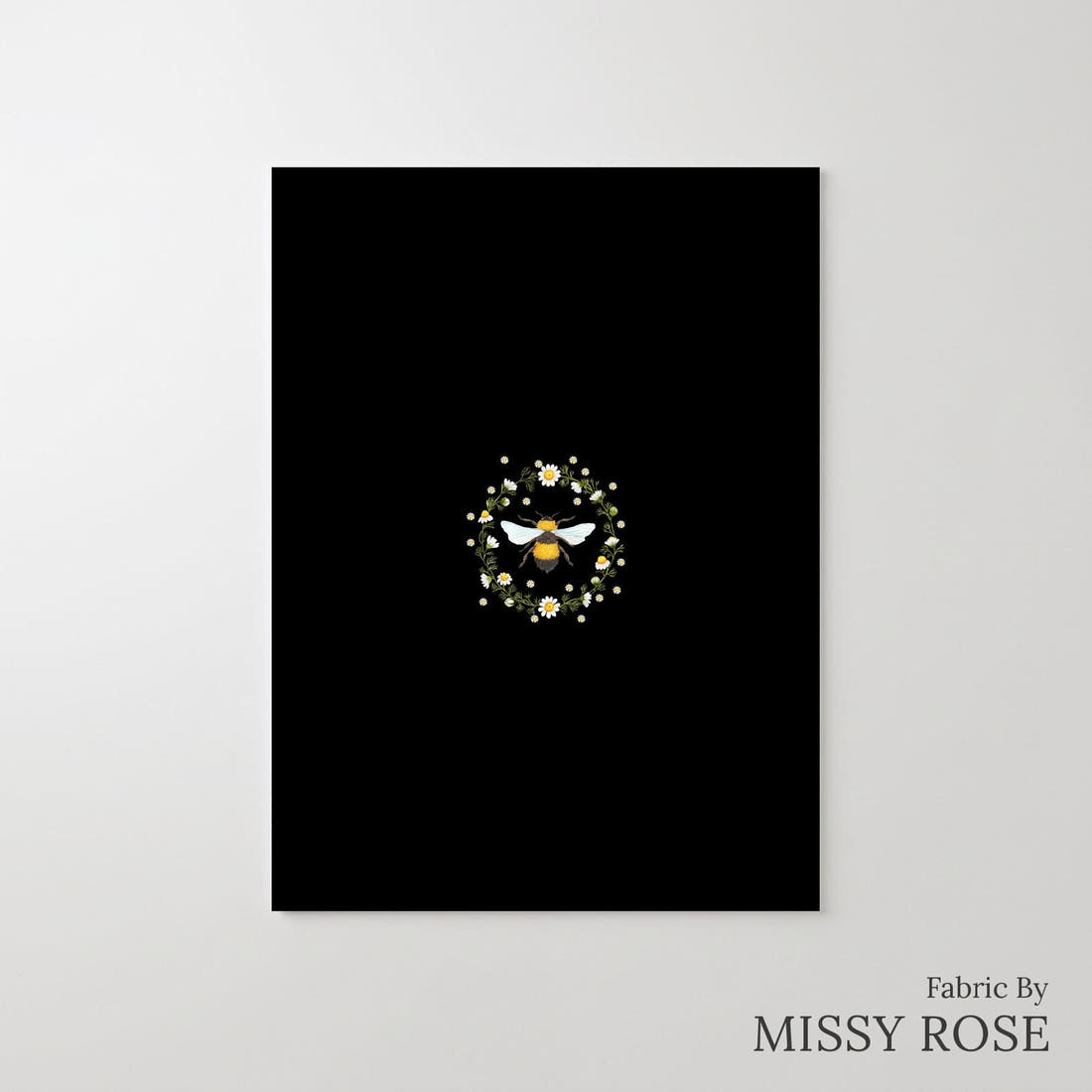 Design 610 Black Bee Panel – printed fabric panel with centred picture, custom printed to order | Fabric by Missy Rose