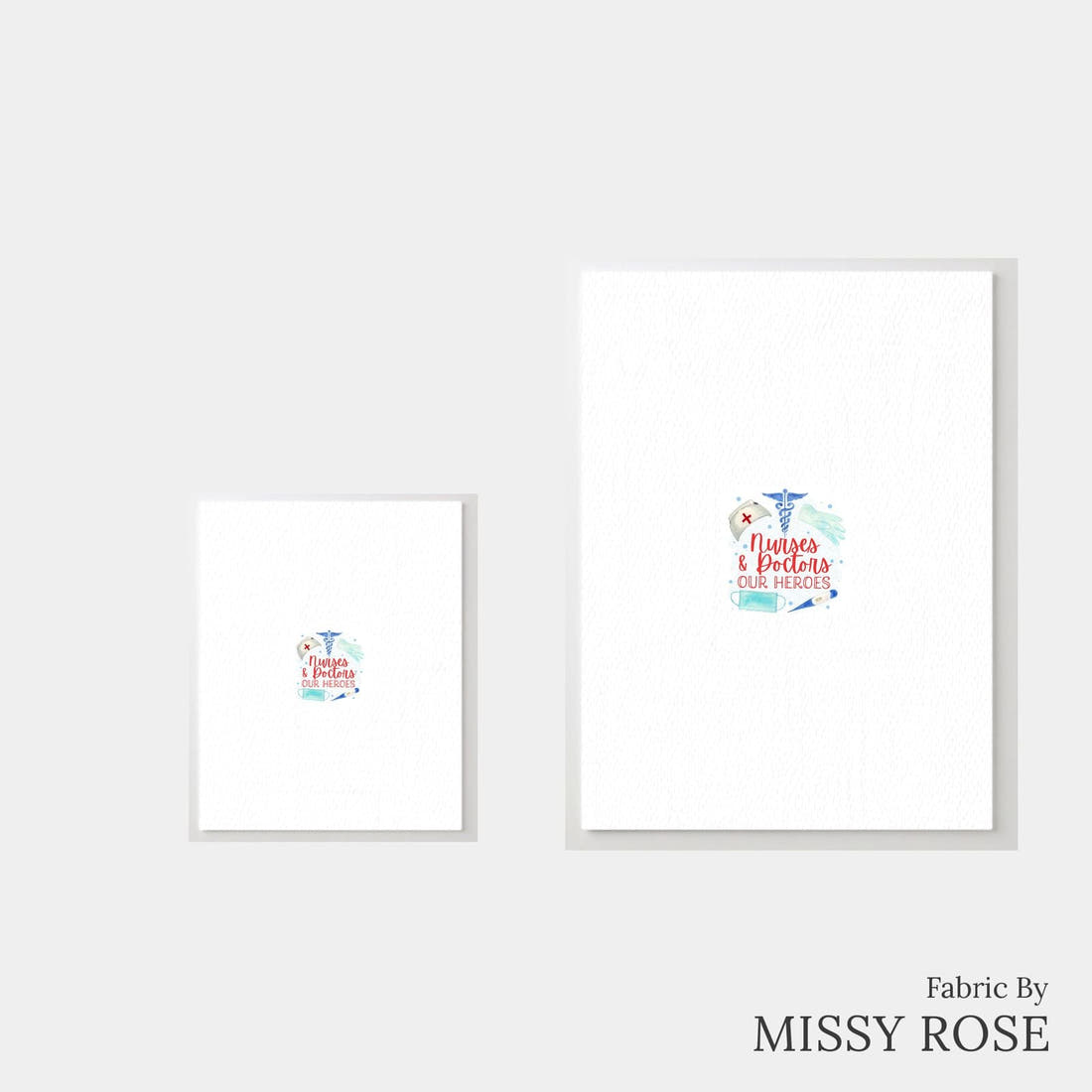 Design 611 Nurses and Doctors Panel – universal and adult panel sizes side by side | Fabric by Missy Rose