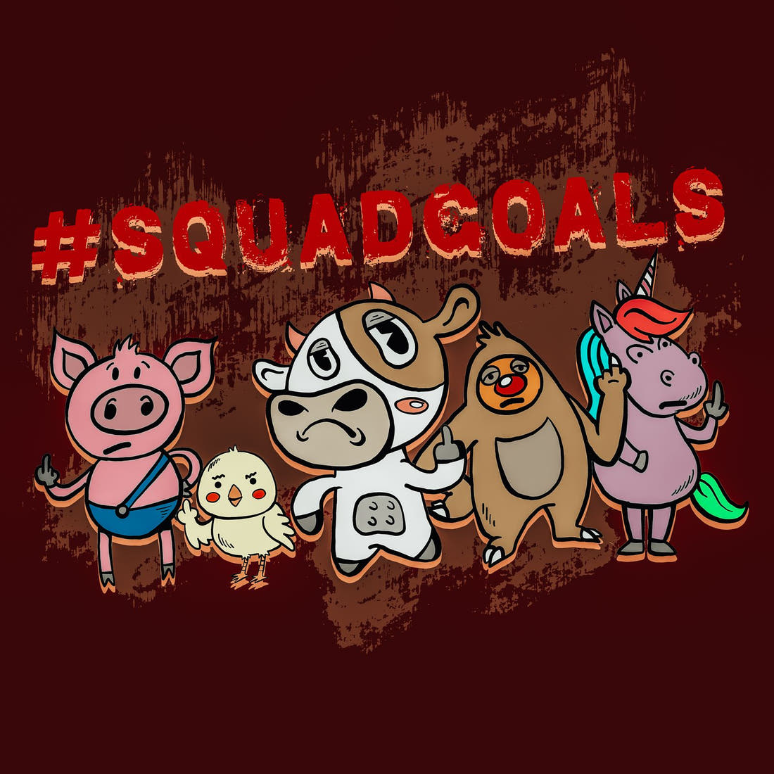 Design 614 Squad Goals Panel – full artwork close-up of the printed picture | Fabric by Missy Rose