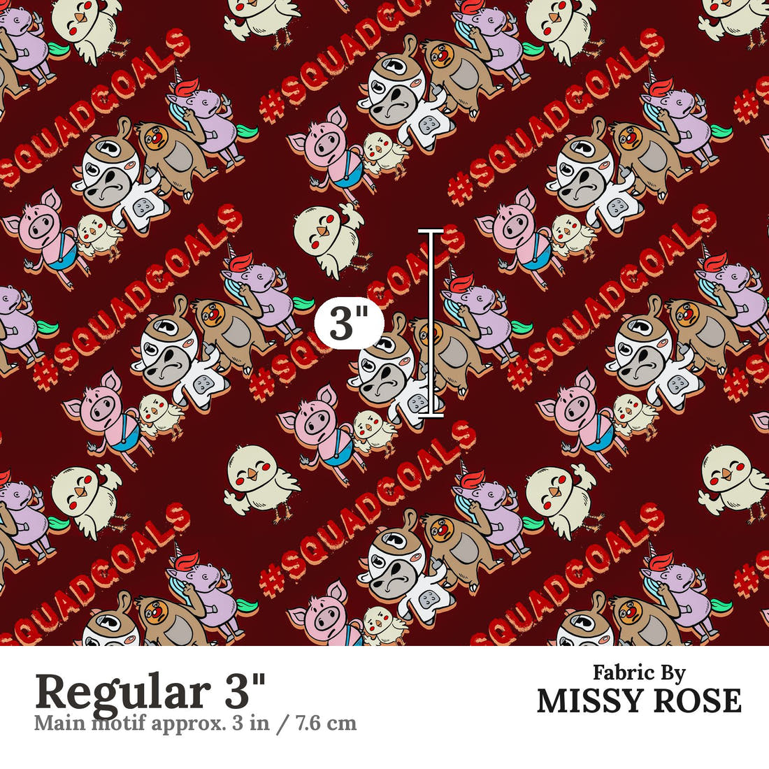 Design 614 Squad Goals Fabric Regular 3" - print scale | Fabric by Missy Rose