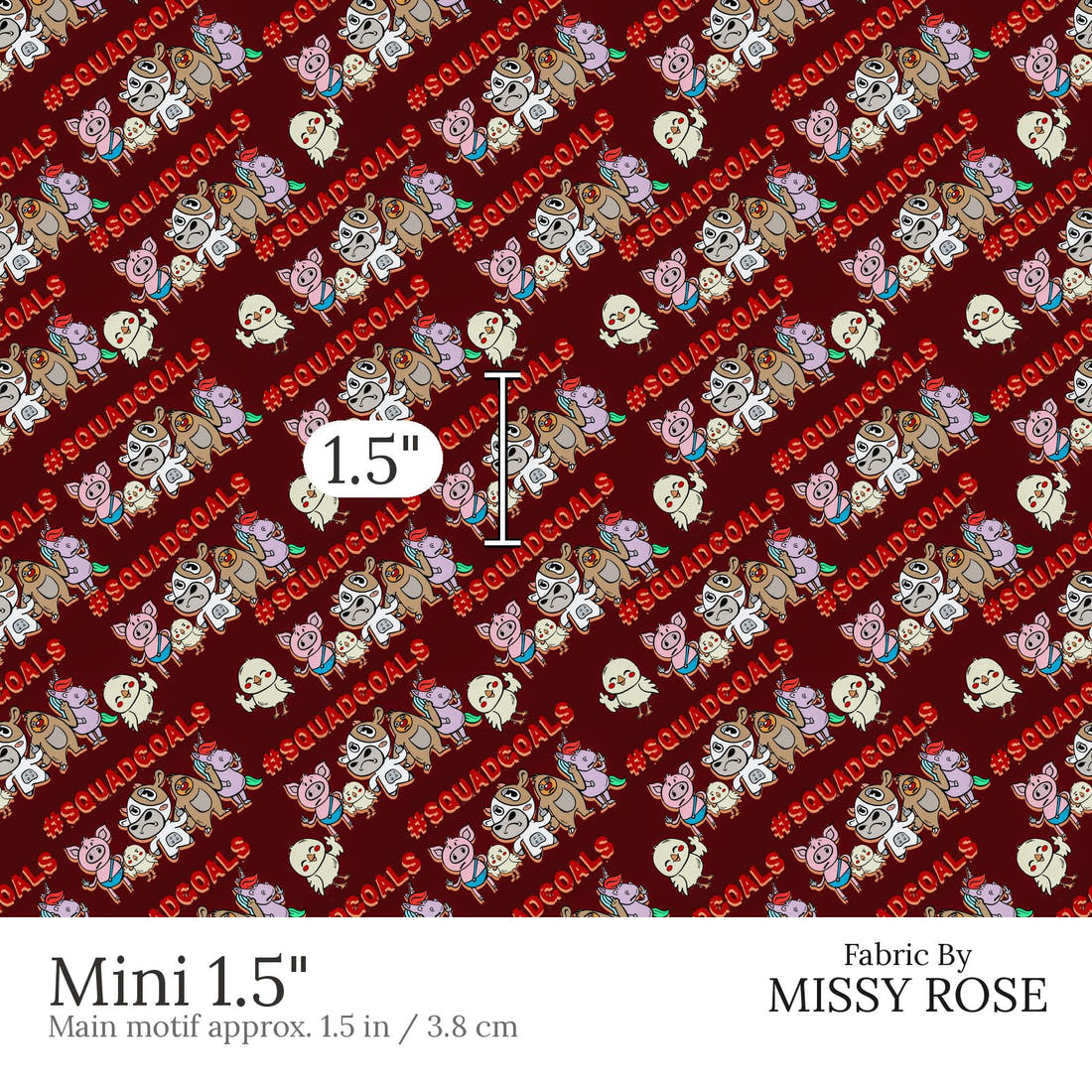 Design 614 Squad Goals Fabric Mini 1.5 inch print scale guide | Fabric by Missy Rose