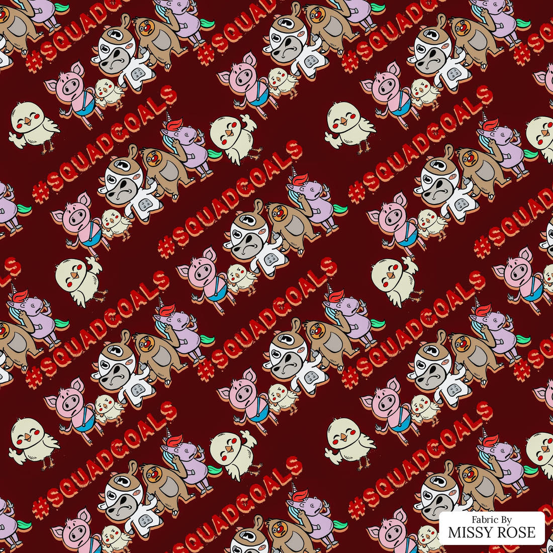 Design 614 Squad Goals Fabric - flat view of the print, zoom in for detail | Fabric by Missy Rose