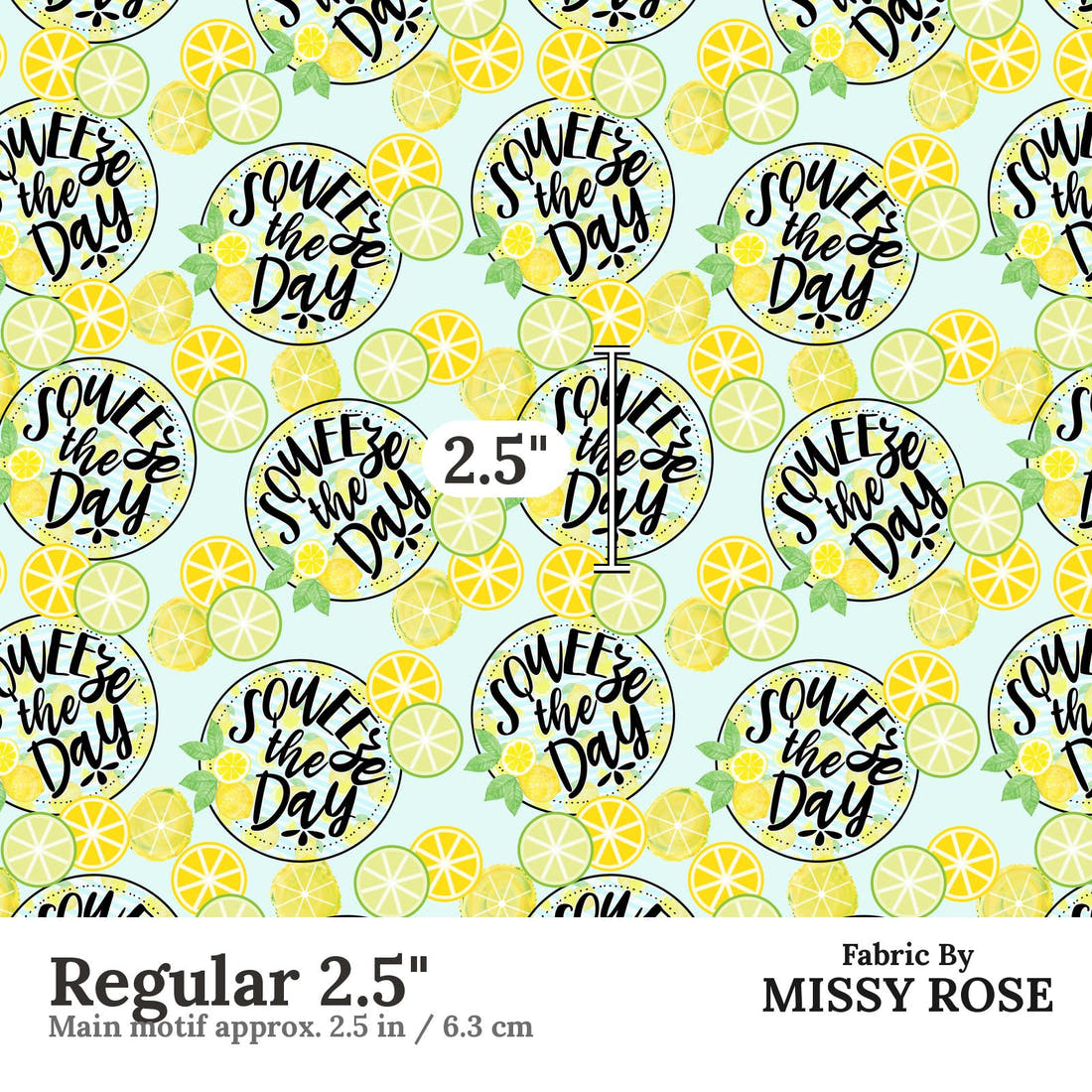 Design 615 Lemon Fabric Regular 2.5" - print scale | Fabric by Missy Rose