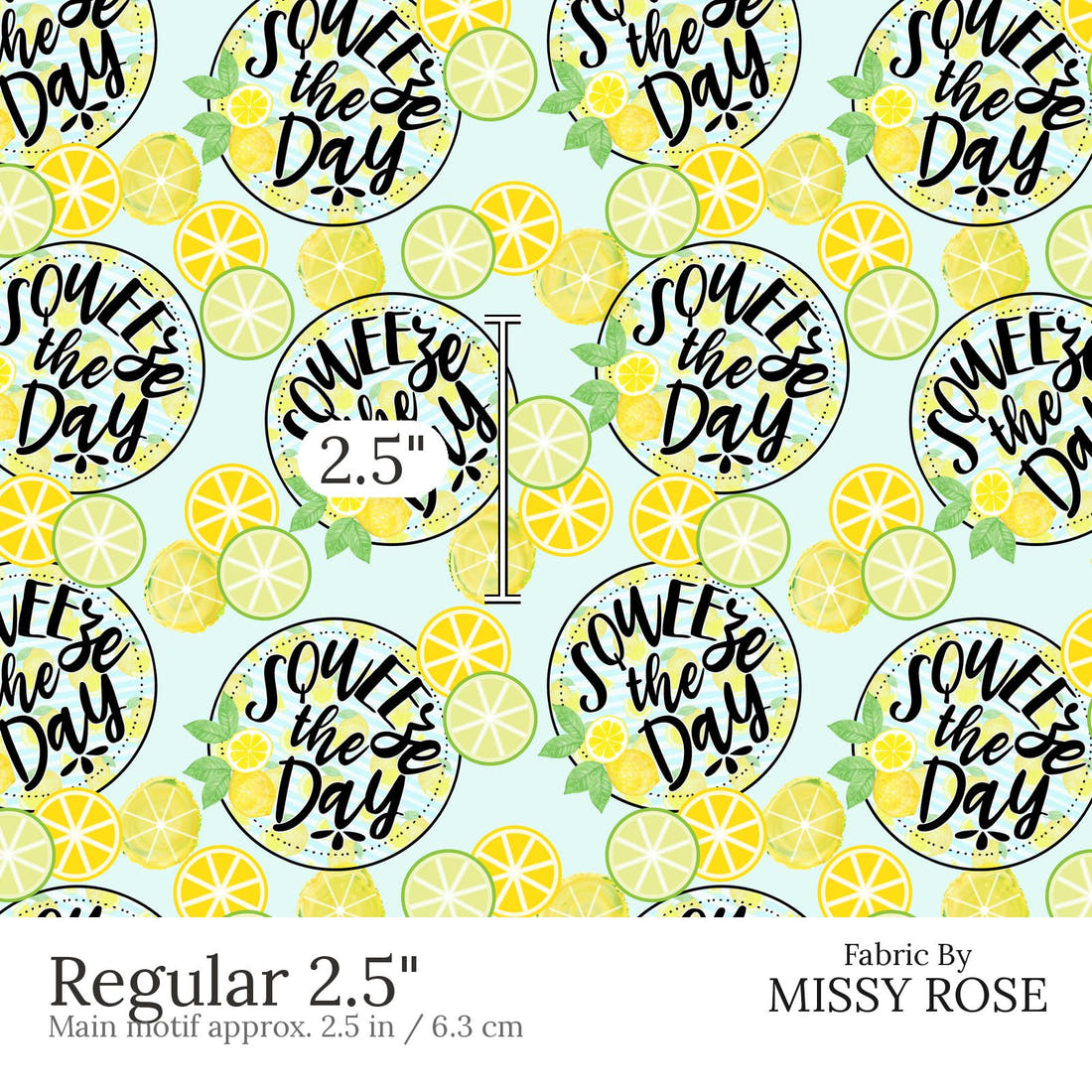 Design 615 Lemon Fabric Regular 2.5 inch print scale guide | Fabric by Missy Rose
