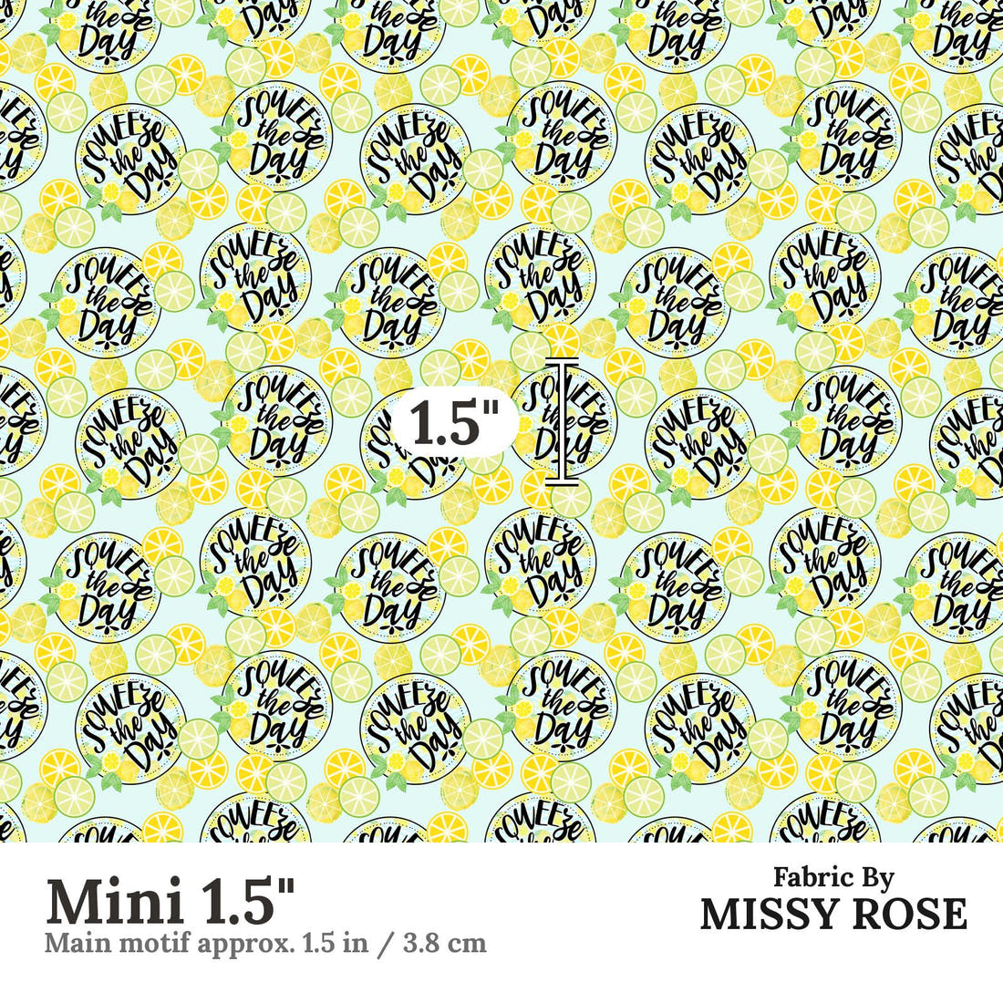 Design 615 Lemon Fabric Mini 1.5" - print scale | Fabric by Missy Rose