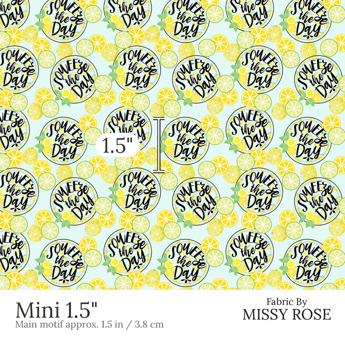 Design 615 Lemon Fabric Mini 1.5 inch print scale guide | Fabric by Missy Rose