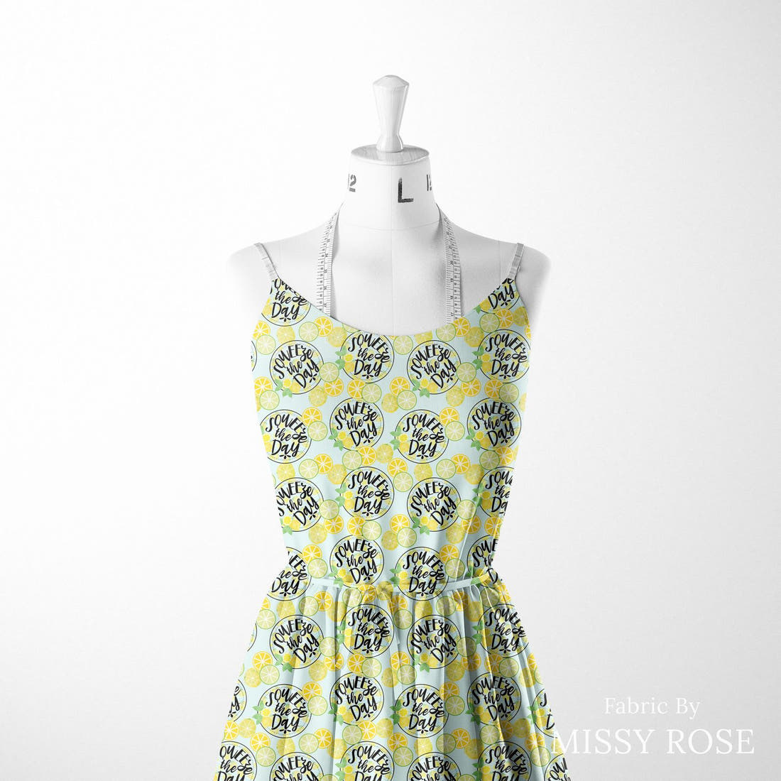 Design 615 Lemon Fabric sewn into a women's dress – see how the print looks made up | Fabric by Missy Rose
