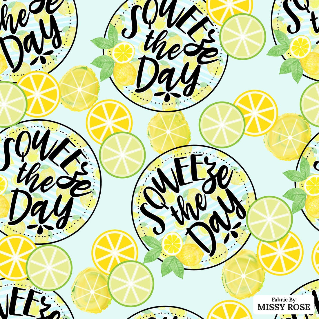 Design 615 Lemon Fabric - flat view of the print, zoom in for detail | Fabric by Missy Rose