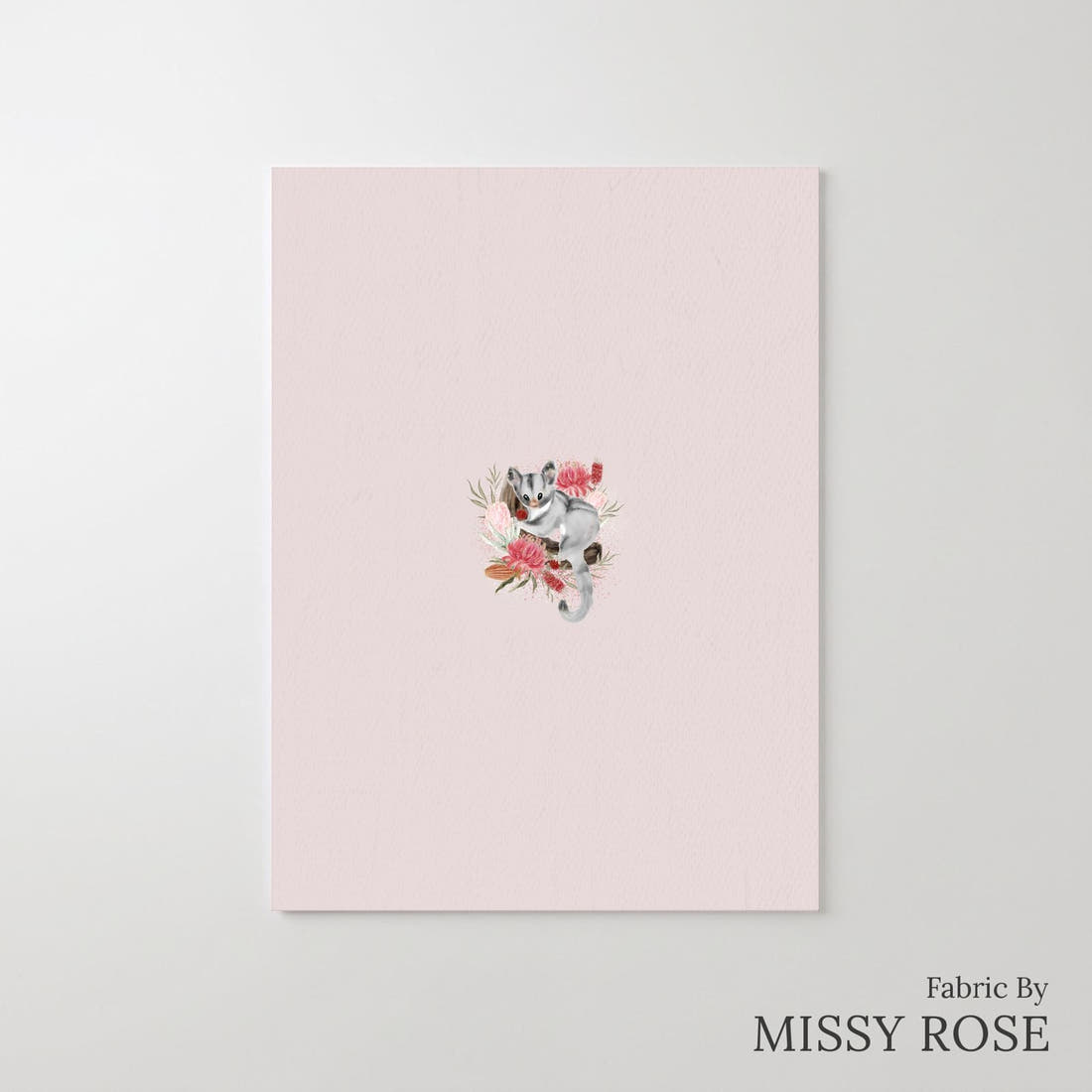 Design 616 Sugar Glider Panel – printed fabric panel with centred picture, custom printed to order | Fabric by Missy Rose
