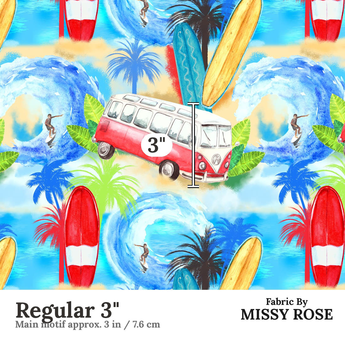 Design 617 Beach Fabric Regular 3" - print scale | Fabric by Missy Rose