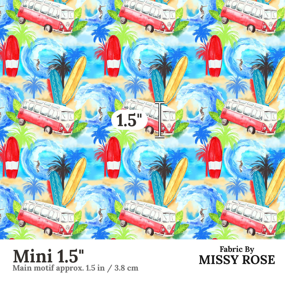 Design 617 Beach Fabric Mini 1.5" - print scale | Fabric by Missy Rose