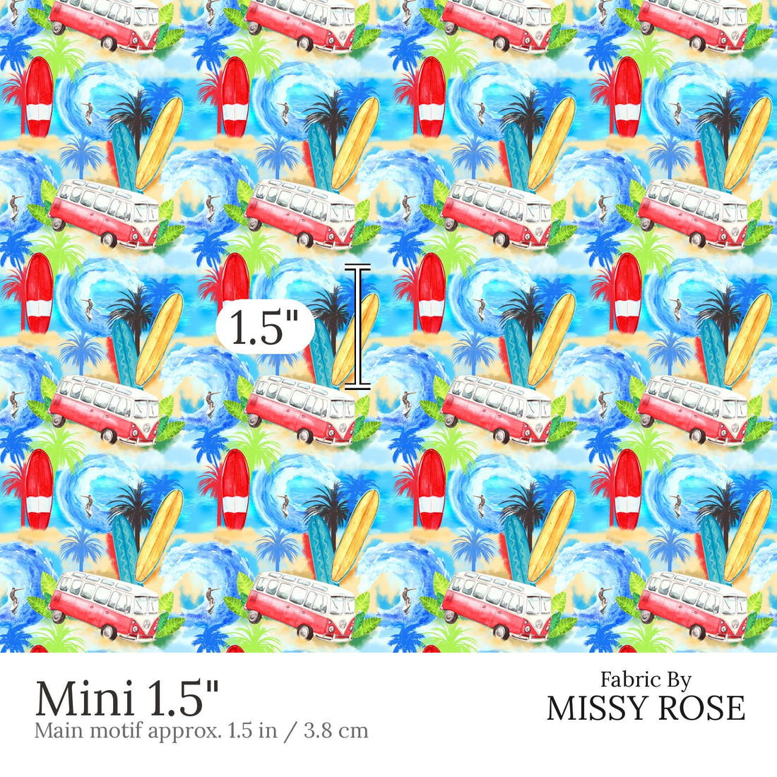 Design 617 Beach Fabric Mini 1.5 inch print scale guide | Fabric by Missy Rose