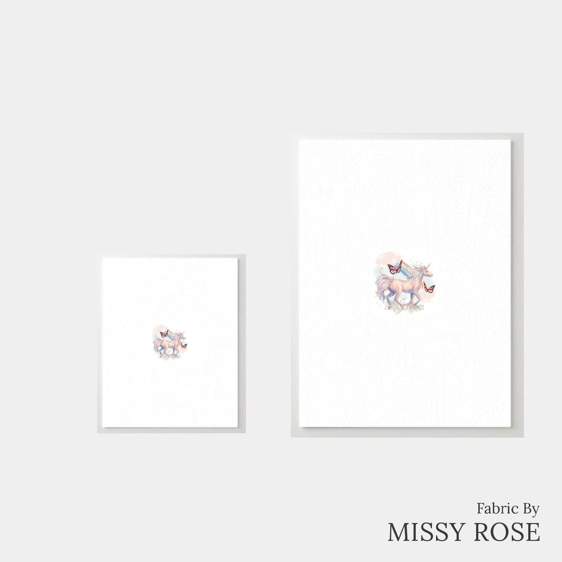 Design 618 Beautiful Unicorn Panel – universal and adult panel sizes side by side | Fabric by Missy Rose