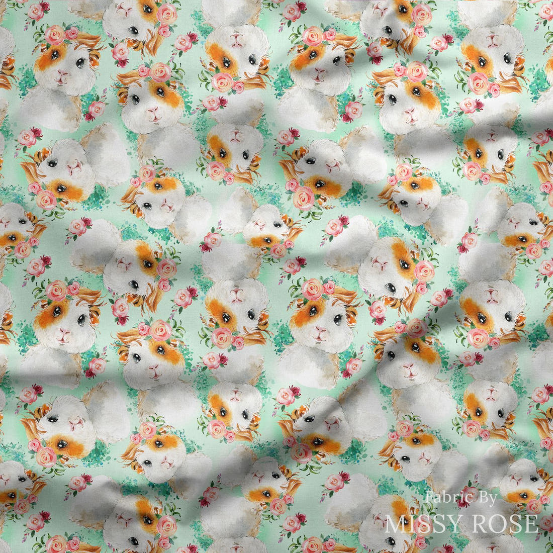 Design 62 Guinea Pig Fabric draped fabric mockup – custom printed fabric by the metre | Fabric by Missy Rose
