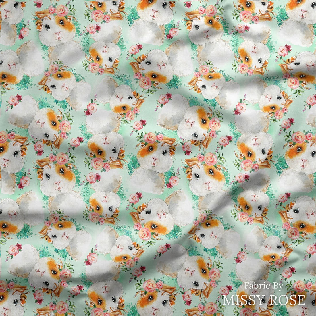 Design 62 Guinea Pig Fabric draped fabric mockup – custom printed fabric by the metre | Fabric by Missy Rose