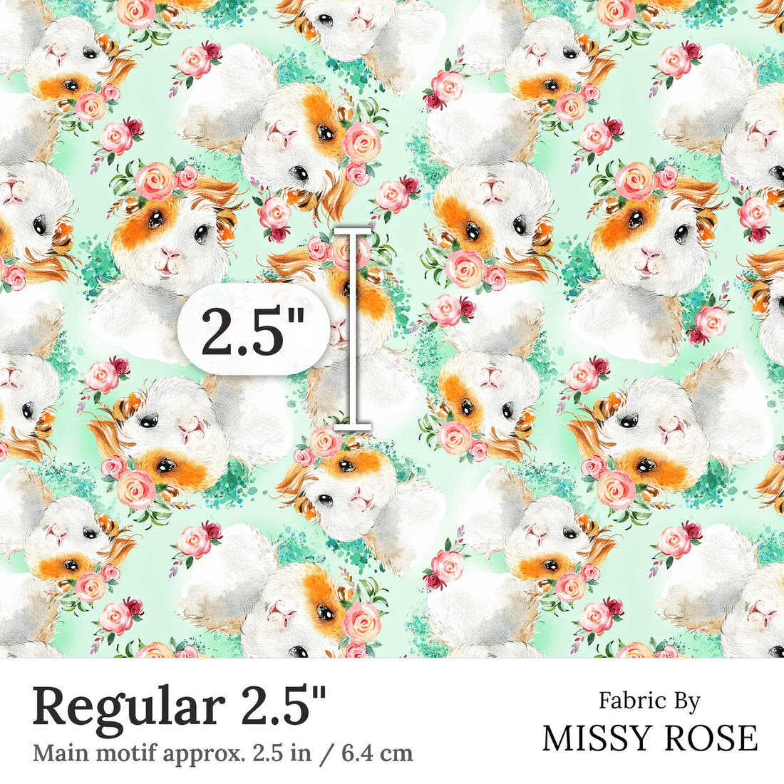 Design 62 Guinea Pig Fabric Regular 2.5 inch print scale guide | Fabric by Missy Rose