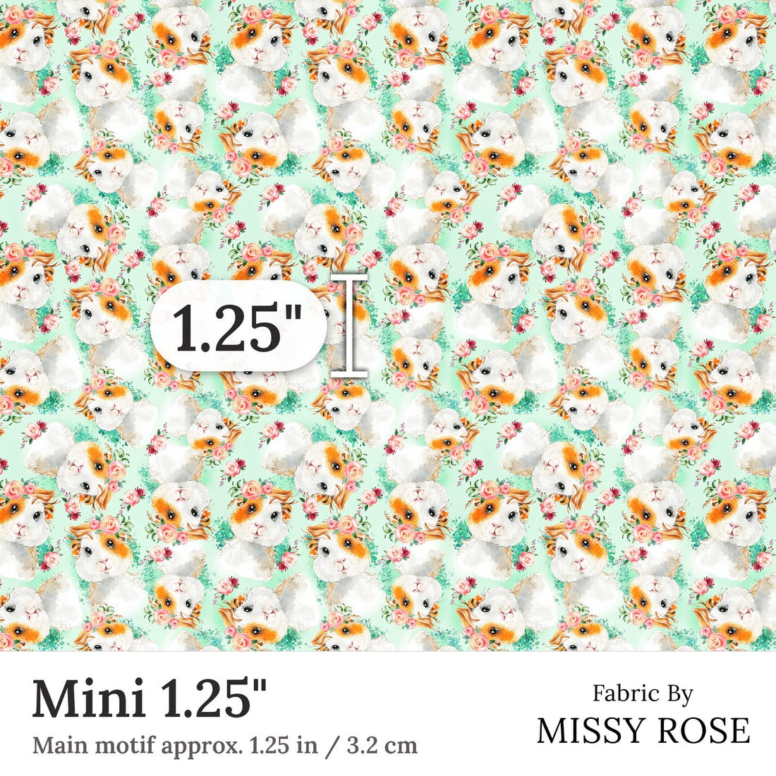 Design 62 Guinea Pig Fabric Mini 1.25 inch print scale guide | Fabric by Missy Rose