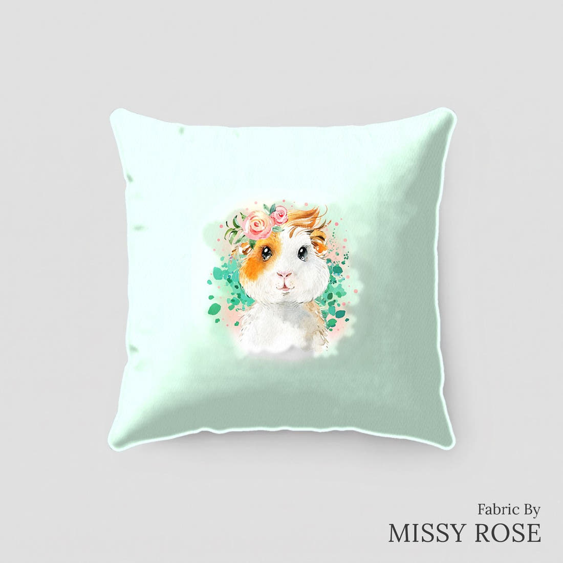 Design 62 Guinea Pig Panel sewn into a cushion – see how the panel looks made up | Fabric by Missy Rose
