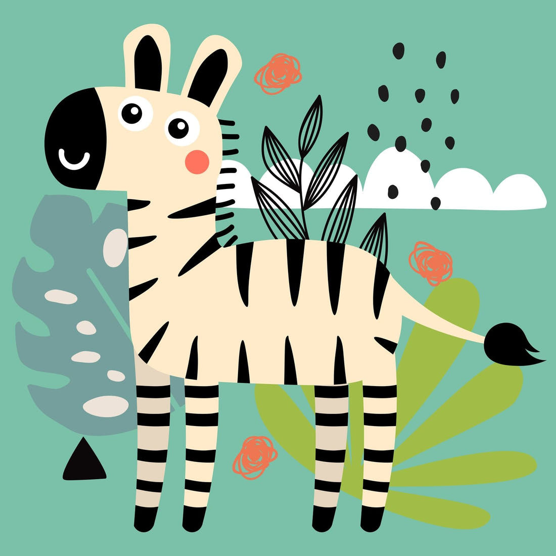 Design 621 Teal Zebra Panel – full artwork close-up of the printed picture | Fabric by Missy Rose
