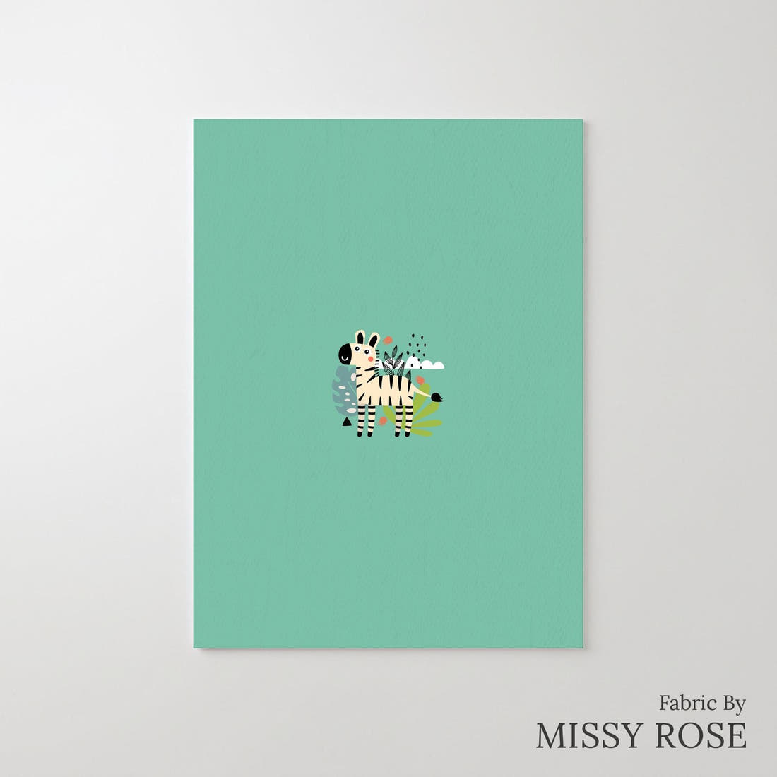 Design 621 Teal Zebra Panel – printed fabric panel with centred picture, custom printed to order | Fabric by Missy Rose