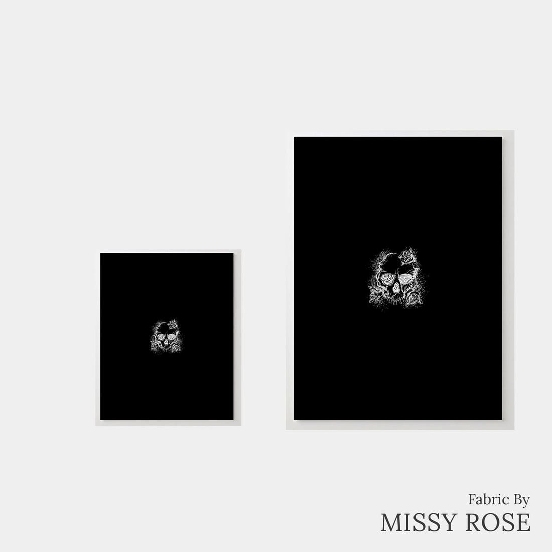 Design 622 Floral Skull Panel – universal and adult panel sizes side by side | Fabric by Missy Rose