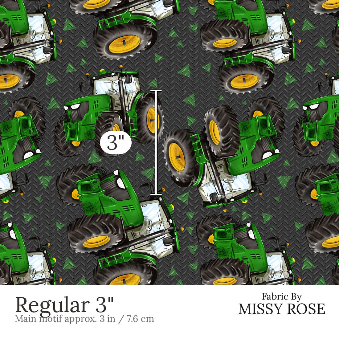 Design 623 Tractor Fabric Regular 3 inch print scale guide | Fabric by Missy Rose