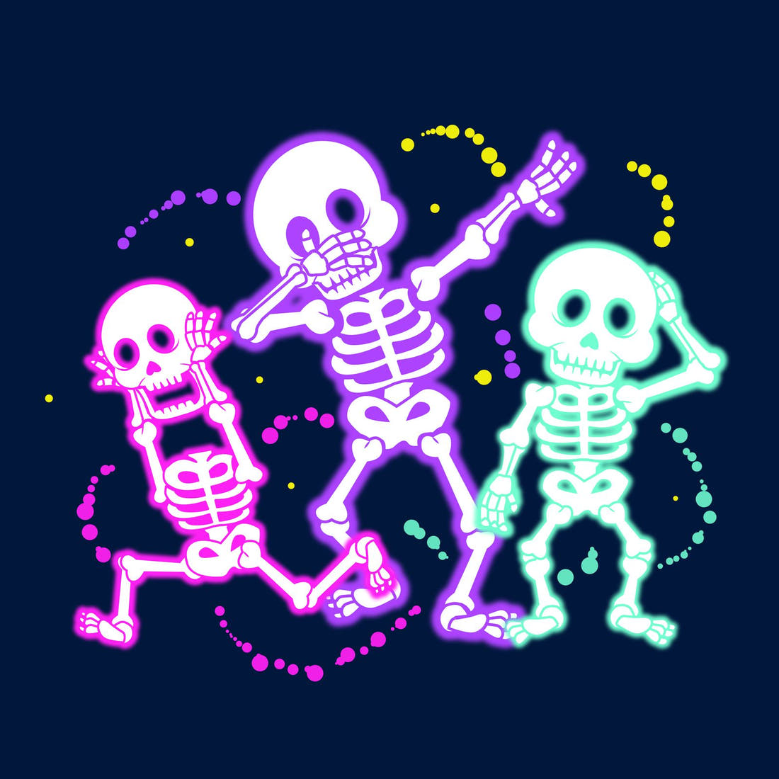 Design 625 Neon Skeleton Panel – full artwork close-up of the printed picture | Fabric by Missy Rose