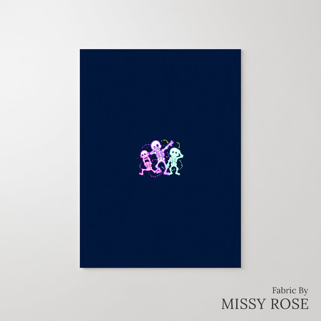 Design 625 Neon Skeleton Panel – printed fabric panel with centred picture, custom printed to order | Fabric by Missy Rose