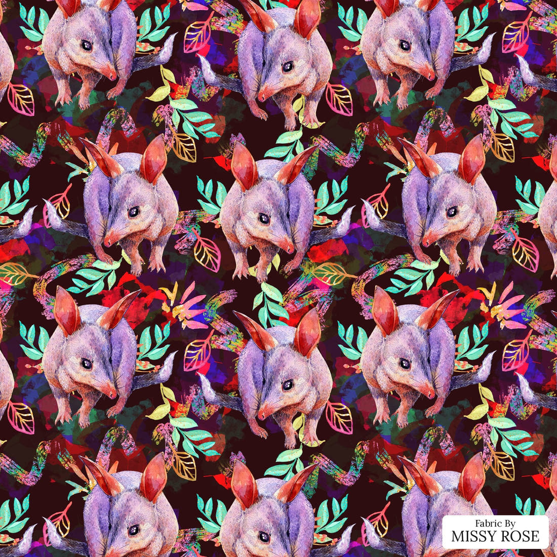 Design 626 Bandicoot Fabric - flat view of the print, zoom in for detail | Fabric by Missy Rose