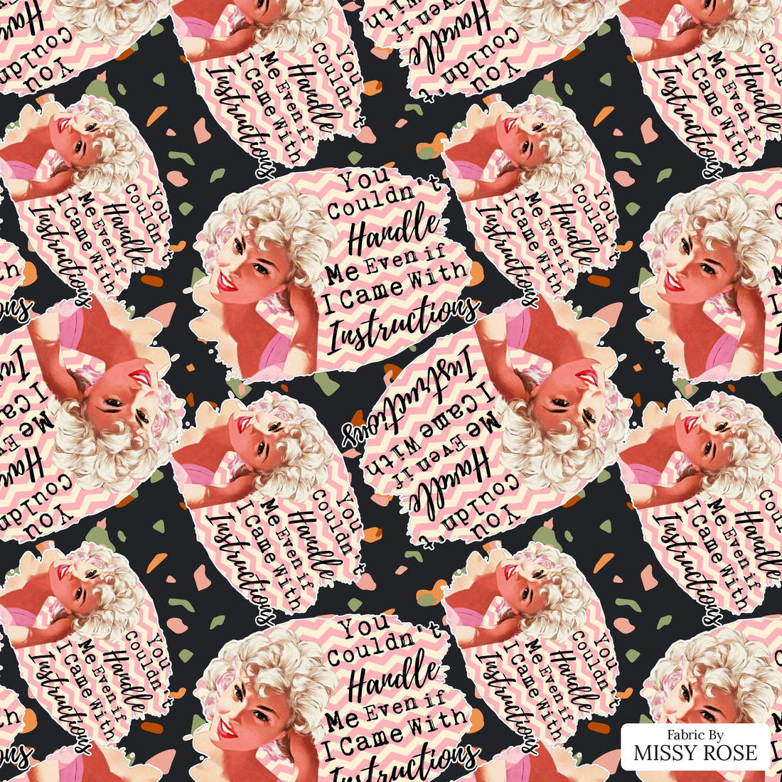 Design 627 Instructions Fabric - flat view of the print, zoom in for detail | Fabric by Missy Rose