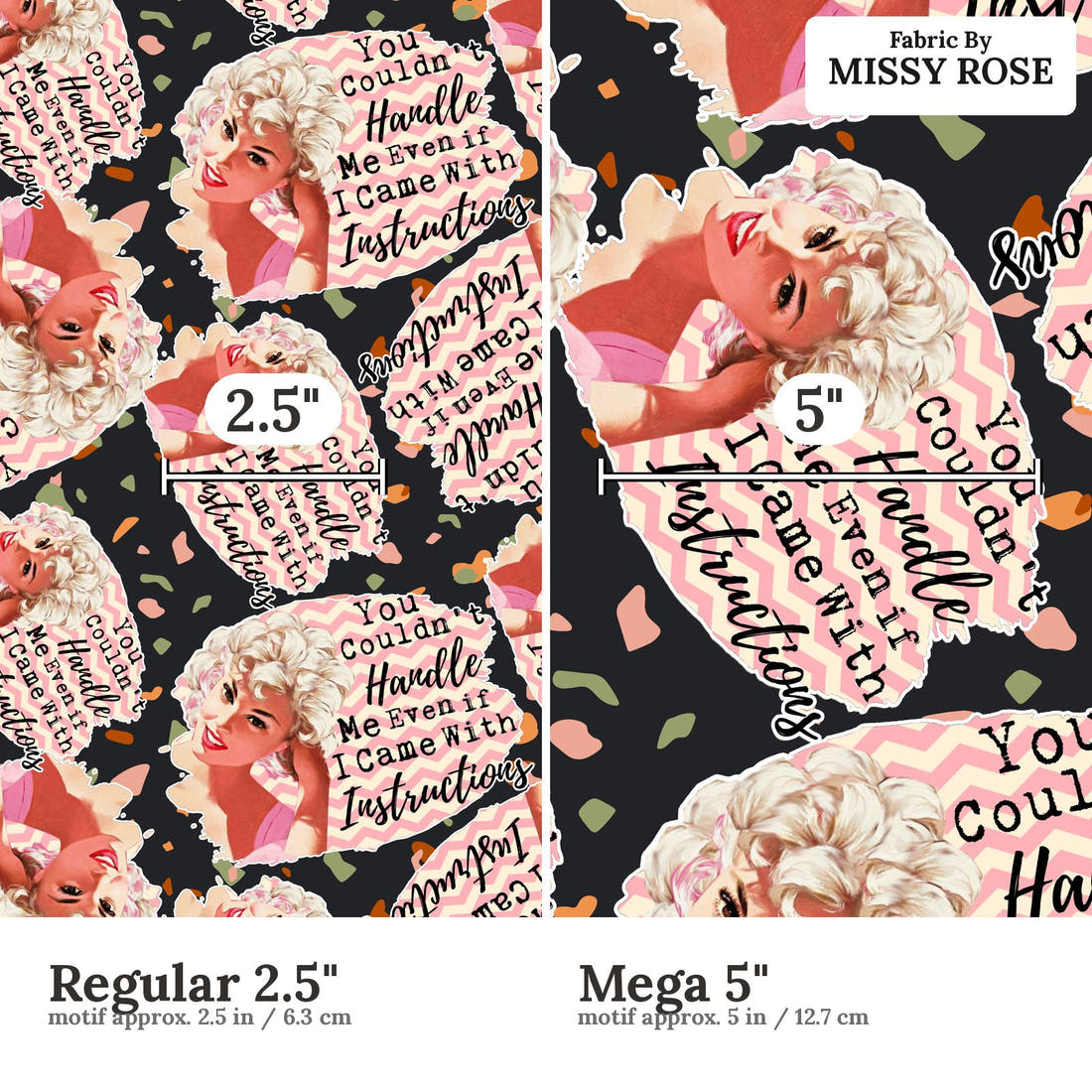 Design 627 Instructions Fabric size comparison - print scale | Fabric by Missy Rose
