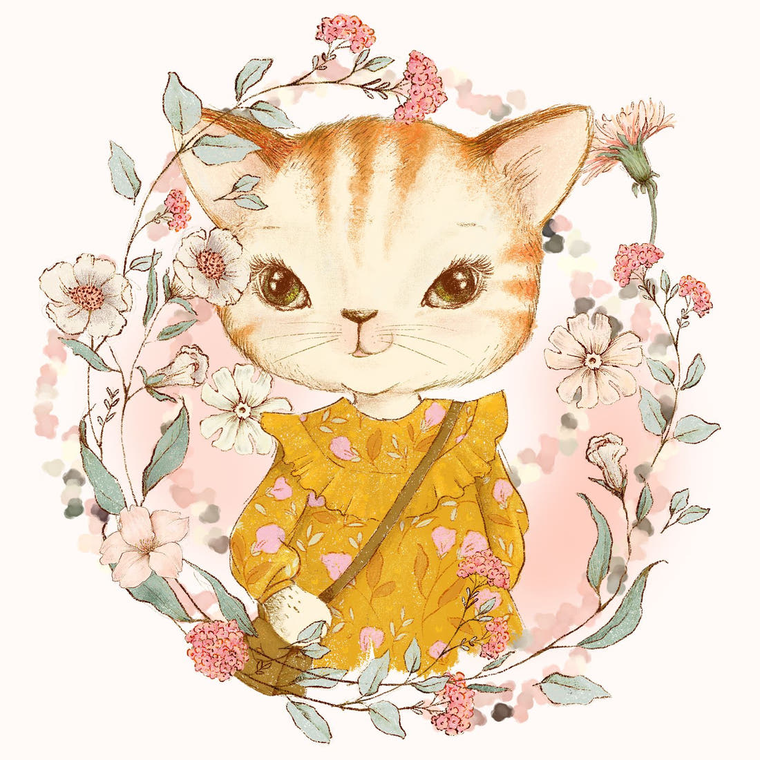 Design 628 Kitty Panel – full artwork close-up of the printed picture | Fabric by Missy Rose