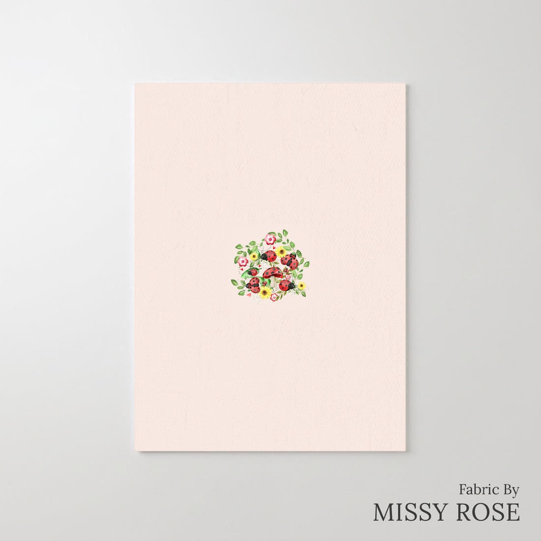 Design 629 Pink Lady Beetle Panel – printed fabric panel with centred picture, custom printed to order | Fabric by Missy Rose