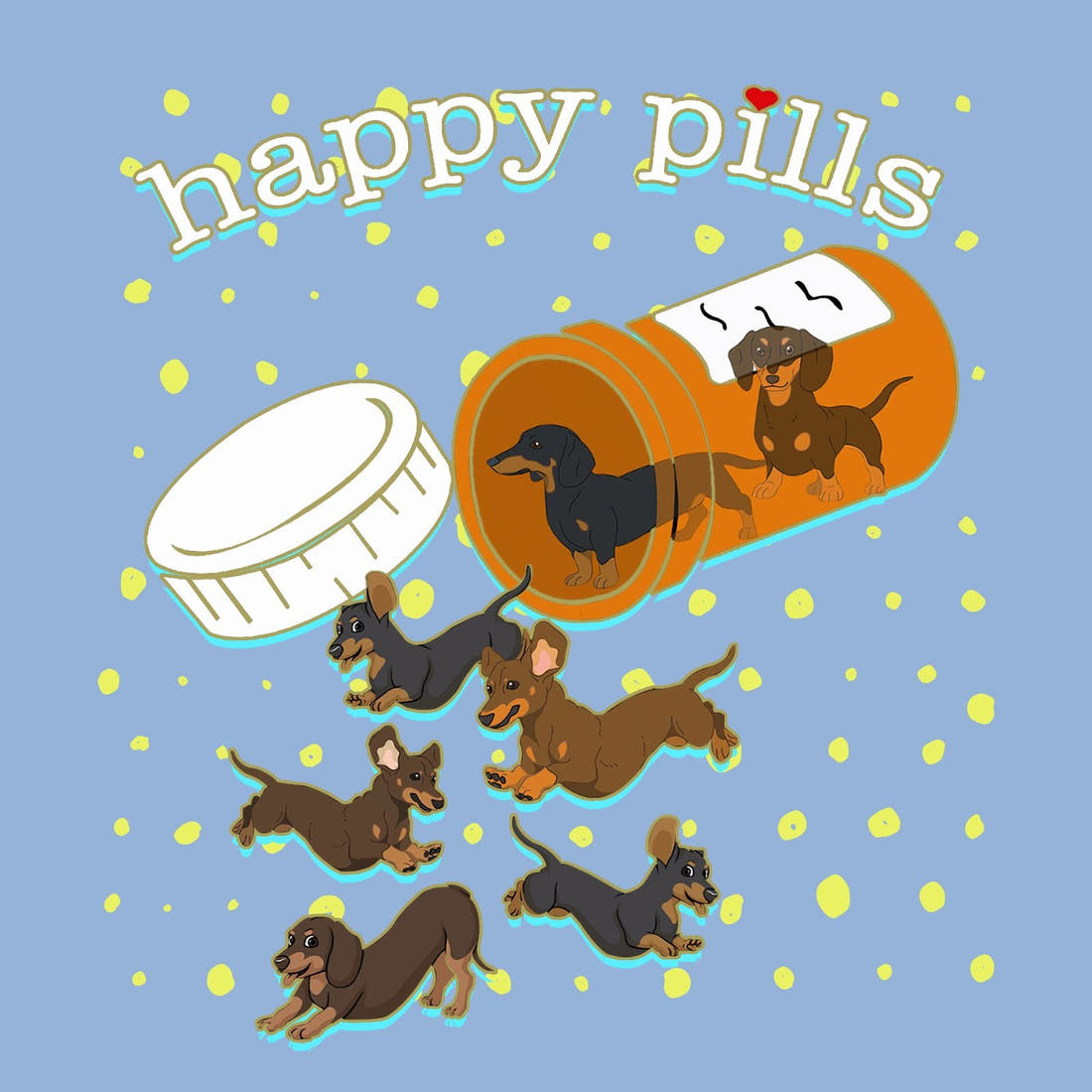 Design 63 Sausage Dog Panel – full artwork close-up of the printed picture | Fabric by Missy Rose