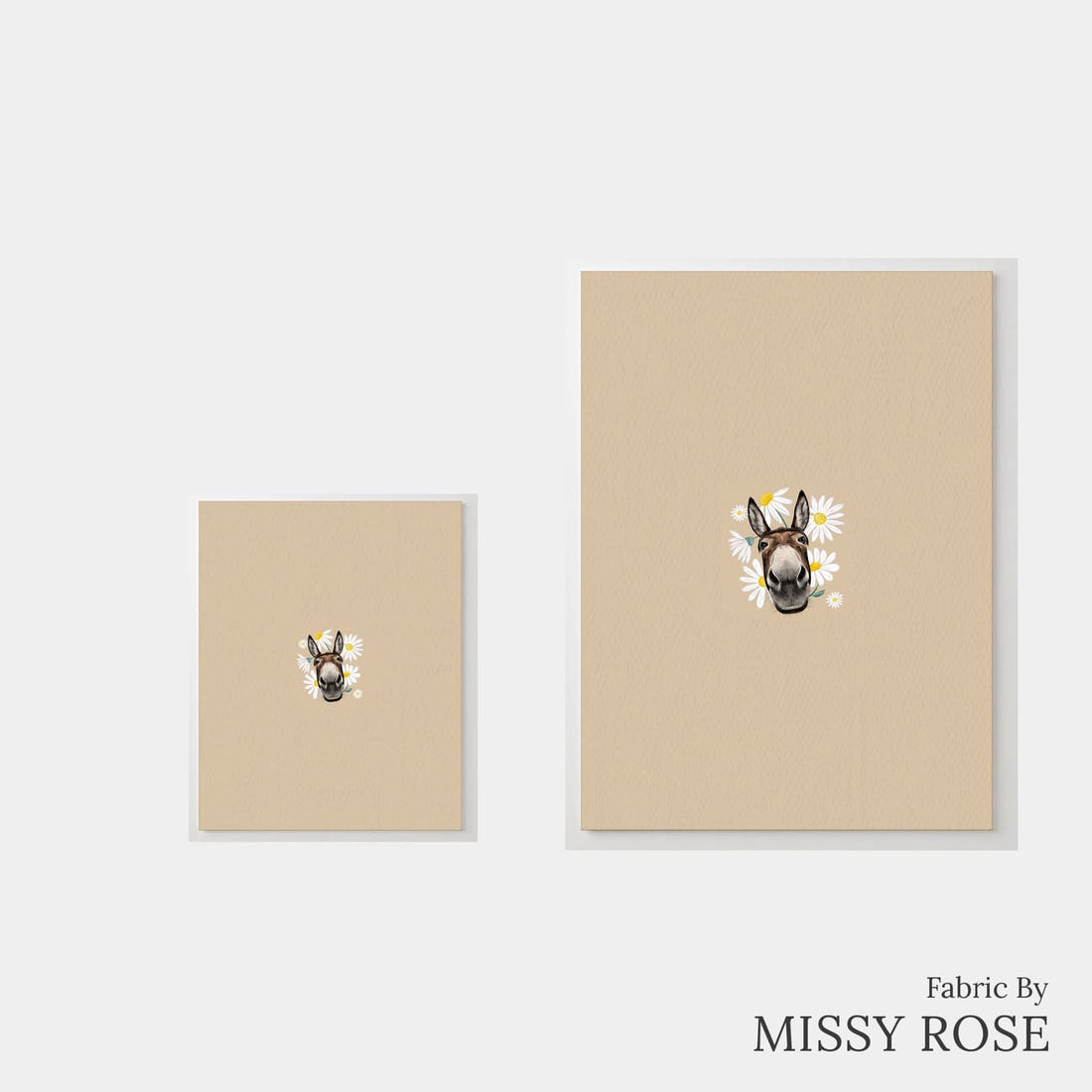 Design 630 Donkey Panel – universal and adult panel sizes side by side | Fabric by Missy Rose