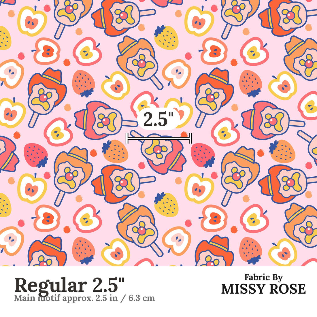Design 631 Fruity Ice Cream Fabric Regular 2.5" - print scale | Fabric by Missy Rose