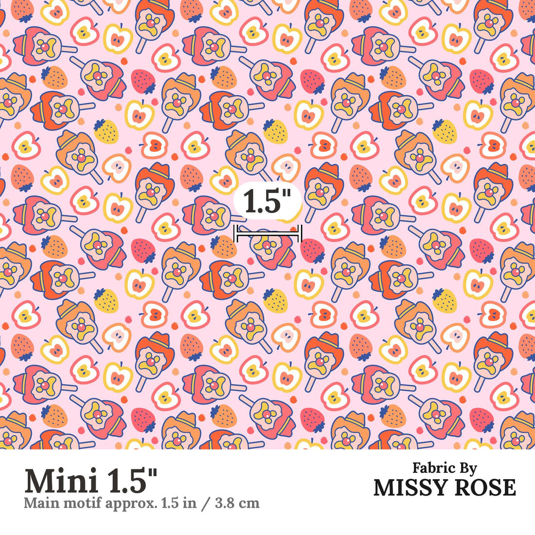 Design 631 Fruity Ice Cream Fabric Mini 1.5" - print scale | Fabric by Missy Rose