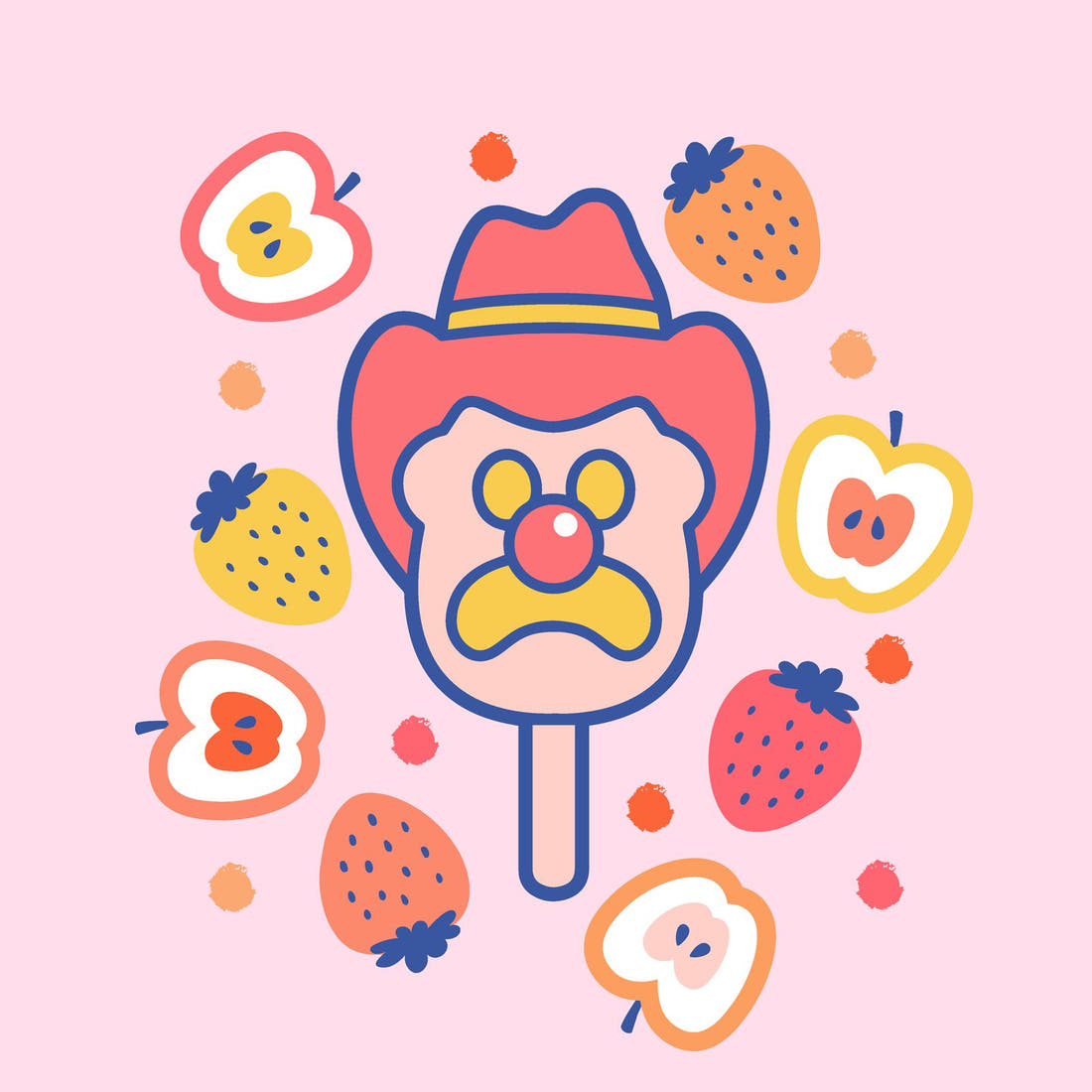 Design 631 Fruity Ice Cream Panel – full artwork close-up of the printed picture | Fabric by Missy Rose