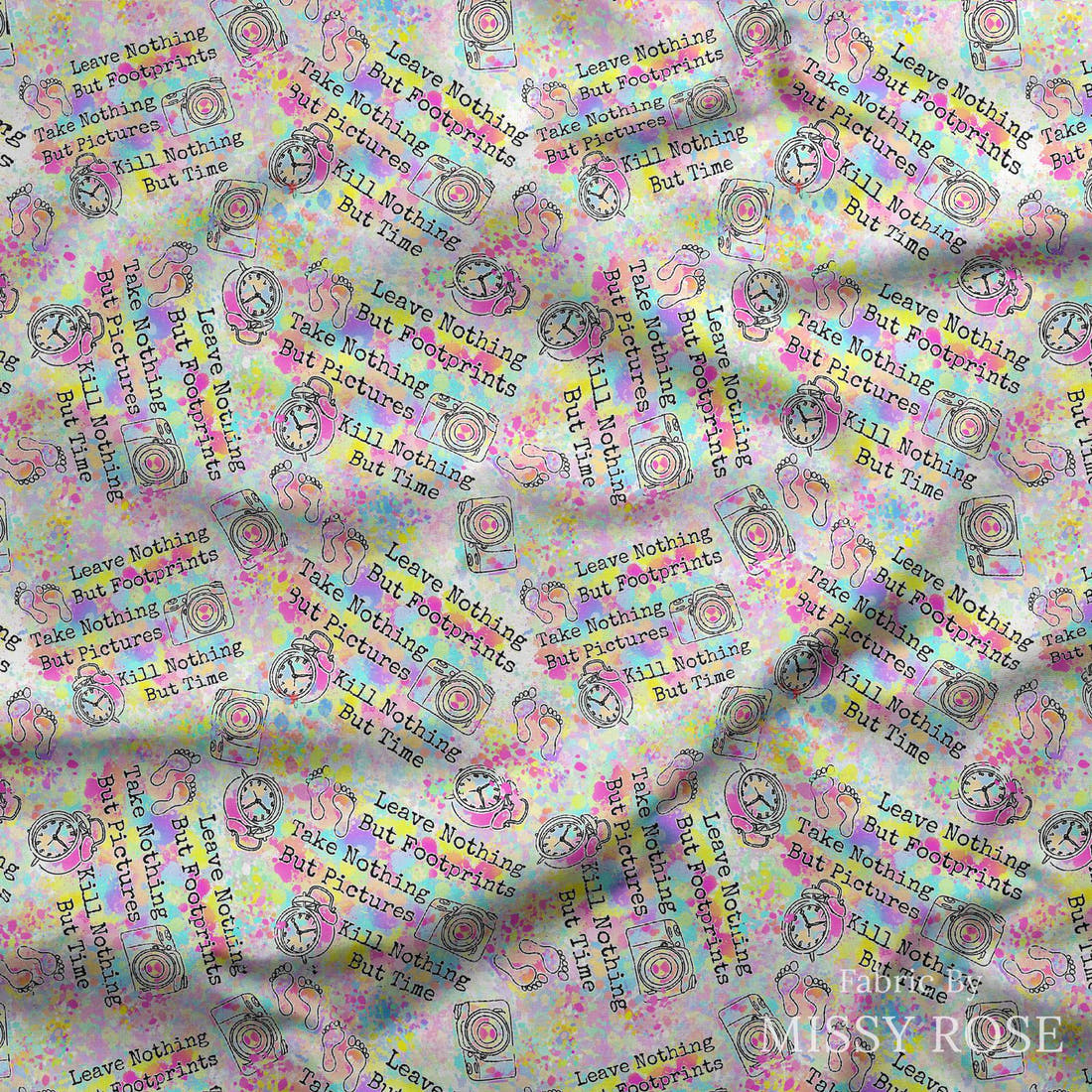 Design 634 Footprints Fabric draped fabric mockup – custom printed fabric by the metre | Fabric by Missy Rose