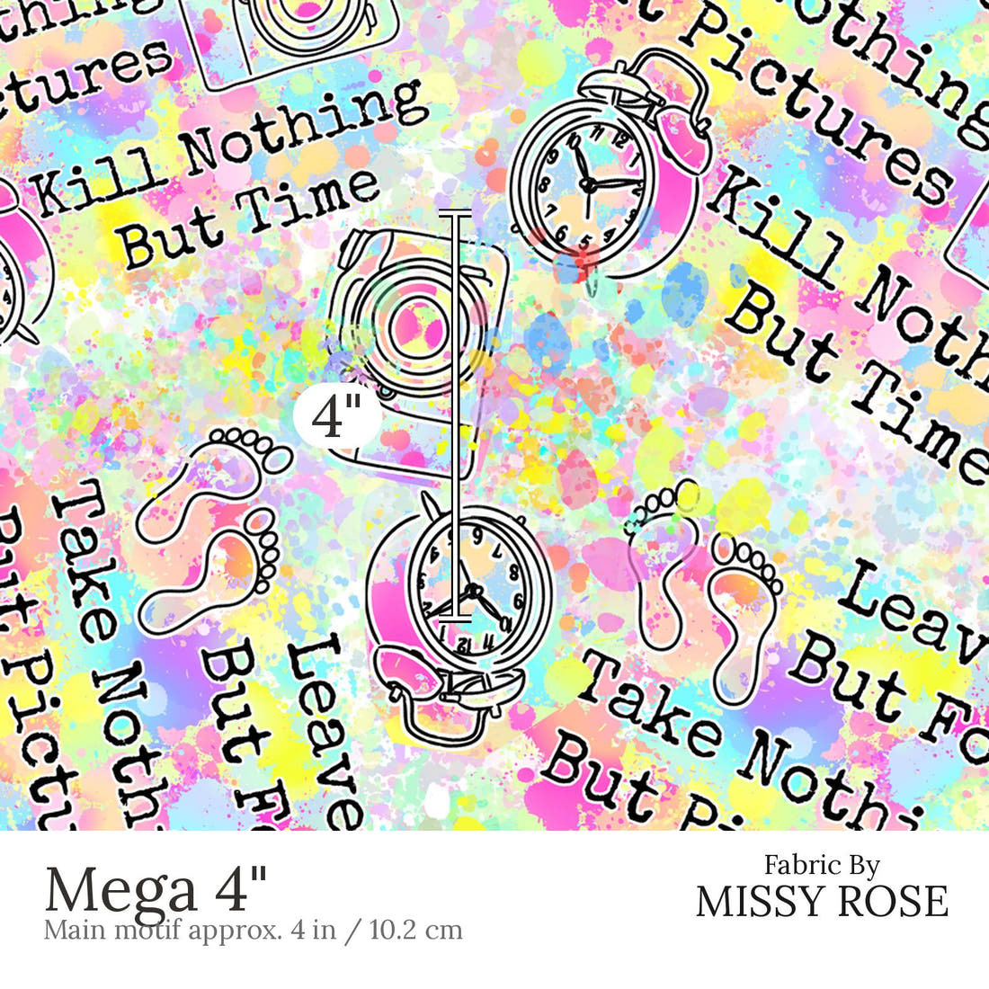 Design 634 Footprints Fabric Mega 4 inch print scale guide | Fabric by Missy Rose