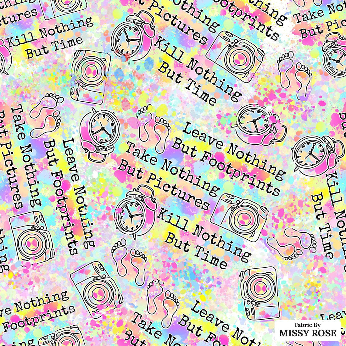 Design 634 Footprints Fabric - flat view of the print, zoom in for detail | Fabric by Missy Rose